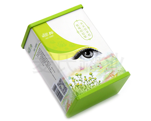 明目菊花茶鐵盒子包裝,花草茶馬口鐵盒,獨(dú)特浮雕激凸工藝,用精湛的工藝彰顯麥?zhǔn)瞎迾I(yè)12年定制包裝的傳承歷史,材質(zhì)有0.23mm鍍錫馬口鐵,真材實料,相比紙質(zhì)、三片罐，新穎包裝更高檔次